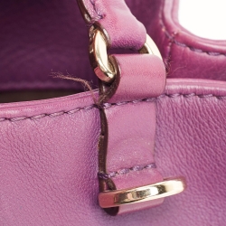 Pre Owned CH Carolina Herrera Purple Leather Charm Tote
