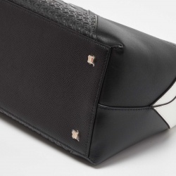 Pre Owned CH Carolina Herrera Tricolor Leather Top Handle Bag