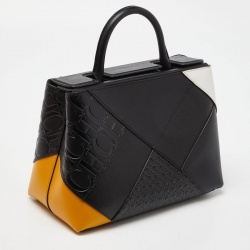 Pre Owned CH Carolina Herrera Tricolor Leather Top Handle Bag