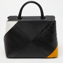 Pre Owned CH Carolina Herrera Tricolor Leather Top Handle Bag