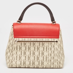 Pre Owned CH Carolina Herrera Multicolor Monogram Coated Canvas Top Handle Bag