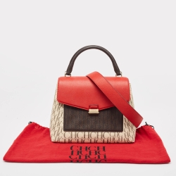 Pre Owned CH Carolina Herrera Multicolor Monogram Coated Canvas Top Handle Bag