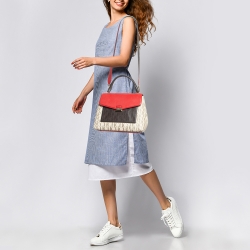 Pre Owned CH Carolina Herrera Multicolor Monogram Coated Canvas Top Handle Bag