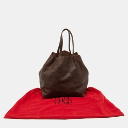 Pre Owned CH Carolina Herrera Brown Monogram Leather Matryoshka Shopper Tote