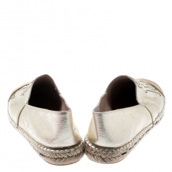 Pre Owned CH Carolina Herrera Metallic Gold Leather Espadrilles Size 38
