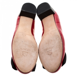 Pre Owned حذاء كعب عالي سي أتش كارولينا هيريرا فيونكة جلد لامع أحمر مقاس 38