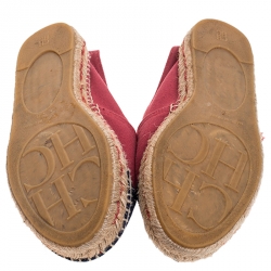 Pre Owned CH Carolina Herrera Red/Blue Canvas Espadrilles Size 38