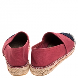 Pre Owned CH Carolina Herrera Red/Blue Canvas Espadrilles Size 38