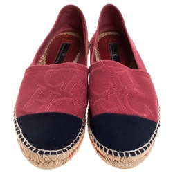 Pre Owned CH Carolina Herrera Red/Blue Canvas Espadrilles Size 38