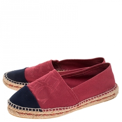 Pre Owned CH Carolina Herrera Red/Blue Canvas Espadrilles Size 38