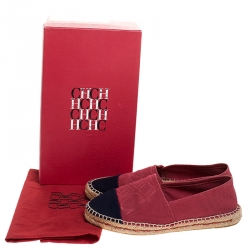 Pre Owned CH Carolina Herrera Red/Blue Canvas Espadrilles Size 38