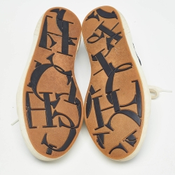 Pre Owned CH Carolina Herrera Navy Blue Canvas Low Top Sneakers Size 38