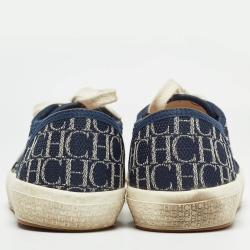 Pre Owned CH Carolina Herrera Navy Blue Canvas Low Top Sneakers Size 38