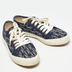 Pre Owned CH Carolina Herrera Navy Blue Canvas Low Top Sneakers Size 38
