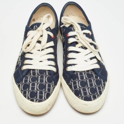 Pre Owned CH Carolina Herrera Navy Blue Canvas Low Top Sneakers Size 38