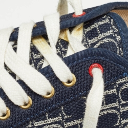 Pre Owned CH Carolina Herrera Navy Blue Canvas Low Top Sneakers Size 38