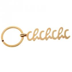 Pre Owned CH Carolina Herrera Logo Gold Tone Key Ring
