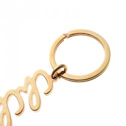 Pre Owned CH Carolina Herrera Logo Gold Tone Key Ring