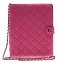 Chanel Pink Quilted Leather Crossbody iPad Case Chanel
