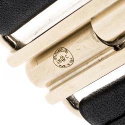 Pre Owned سوار شانيل مفتوح عريض ديسمبر 2017 إصدار محدود لون ذهبي جلد CC