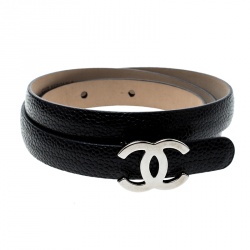 Chanel Black Leather Skinny CC Belt 75cm Chanel | TLC