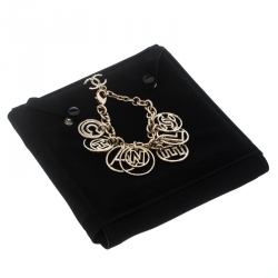 مملوكة مسبقًا سوار شانيل CC دلاية بالشعار سلسلة ذهبية اللون 