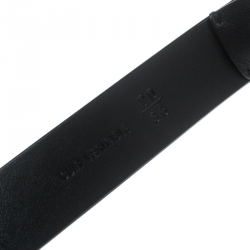 Pre Owned Chanel Black Leather CC Belt 90cm