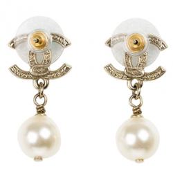 Pre Owned Chanel CC Pearl Earrings
