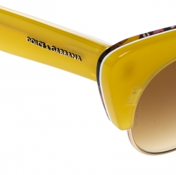 Pre Owned Dolce & Gabbana Yellow/ Brown Gradient DG4277 Sicilian Carretto Cateye Sunglasses