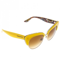 Pre Owned Dolce & Gabbana Yellow/ Brown Gradient DG4277 Sicilian Carretto Cateye Sunglasses