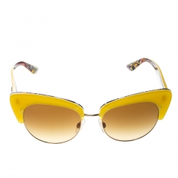Pre Owned Dolce & Gabbana Yellow/ Brown Gradient DG4277 Sicilian Carretto Cateye Sunglasses
