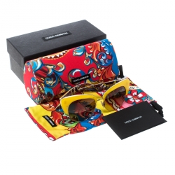 Pre Owned Dolce & Gabbana Yellow/ Brown Gradient DG4277 Sicilian Carretto Cateye Sunglasses