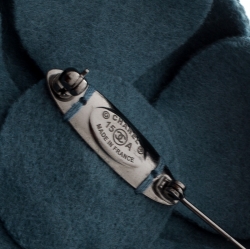 Pre Owned Chanel Blue Flower Felt Pin Brooch