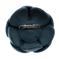Pre Owned Chanel Blue Flower Felt Pin Brooch