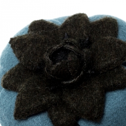 Pre Owned Chanel Blue Flower Felt Pin Brooch