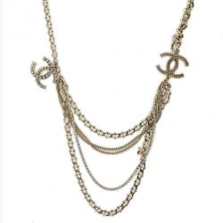 مملوكة مسبقًا Chanel CC Multiple Chains Crystal Necklace