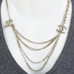 مملوكة مسبقًا Chanel CC Multiple Chains Crystal Necklace