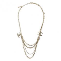 مملوكة مسبقًا Chanel CC Multiple Chains Crystal Necklace