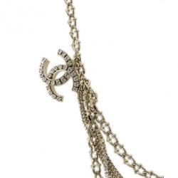 مملوكة مسبقًا Chanel CC Multiple Chains Crystal Necklace
