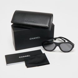 مملوكة مسبقًا Chanel Black 5467-B Pilot Polarized Sunglasses