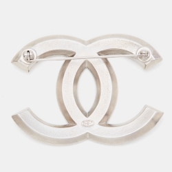 Chanel CC Resin Silver-Tone Pin Brooch