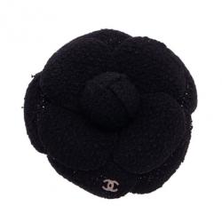 Chanel Black Satin and Tweed Camellia Brooch (2) – Designer Exchange Ltd