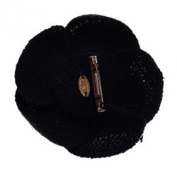 Pre Owned Chanel Tweed Camellia Brooch