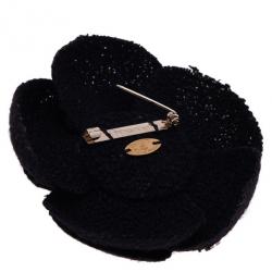 Pre Owned Chanel Tweed Camellia Brooch