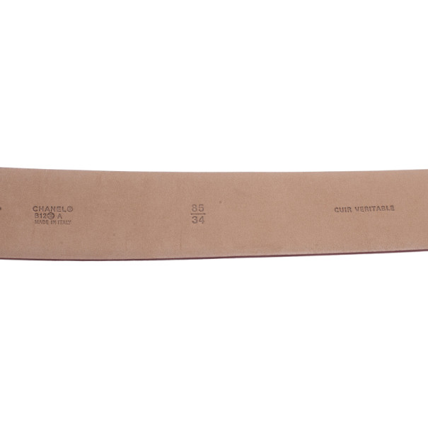 مملوكة مسبقًا Chanel Red Leather Resin Buckle Belt 85CM