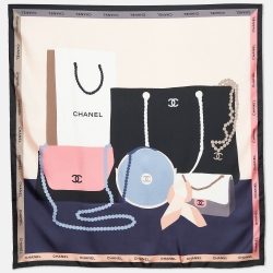 Chanel Multicolor Bags Print Silk Square Scarf