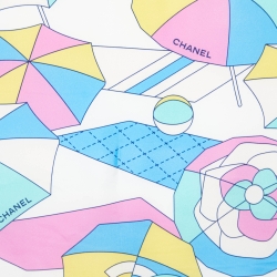 مملوكة مسبقًا Chanel Multicolor Camelia CC Logo Print Silk Square Scarf