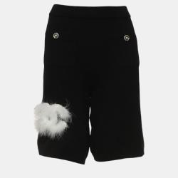 Chanel Black Fur Embellished Knit Shorts S