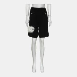 Chanel Black Fur Embellished Knit Shorts S