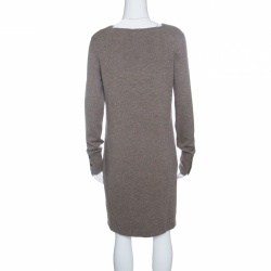 Chanel Brown Lurex Knit Long Sleeve Sweater Dress M
